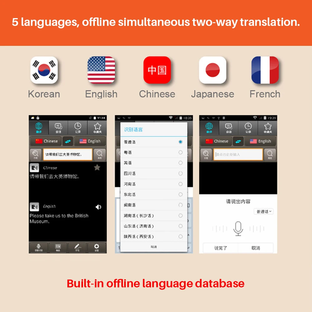 Голосовой переводчик синхронный перевод двухсторонний автономный перевод китайский английский Японский Корейский французский туристический переводчик