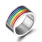 10 мм Широкие радужные кольца для геи ЛГБТ лесбийское равномерное свадебное кольцо искусственная нержавеющая сталь женские мужские кольца