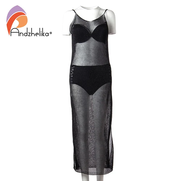 Andzhelika bikini пляжное платье с люрексом AK1921 - Цвет: Black