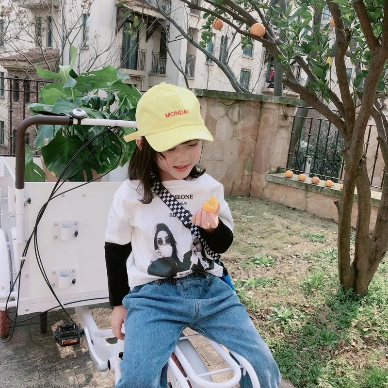 Модные лоскутные футболки с длинными рукавами в Корейском стиле для мальчиков и