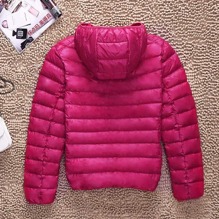Весенний осеннийзимний женский пуховик 4XL-7XL с капюшоном. Белая утиная пуховая куртка. Женский тонкий пуховик. Пальто толстой сестры ультра легкий пуховик