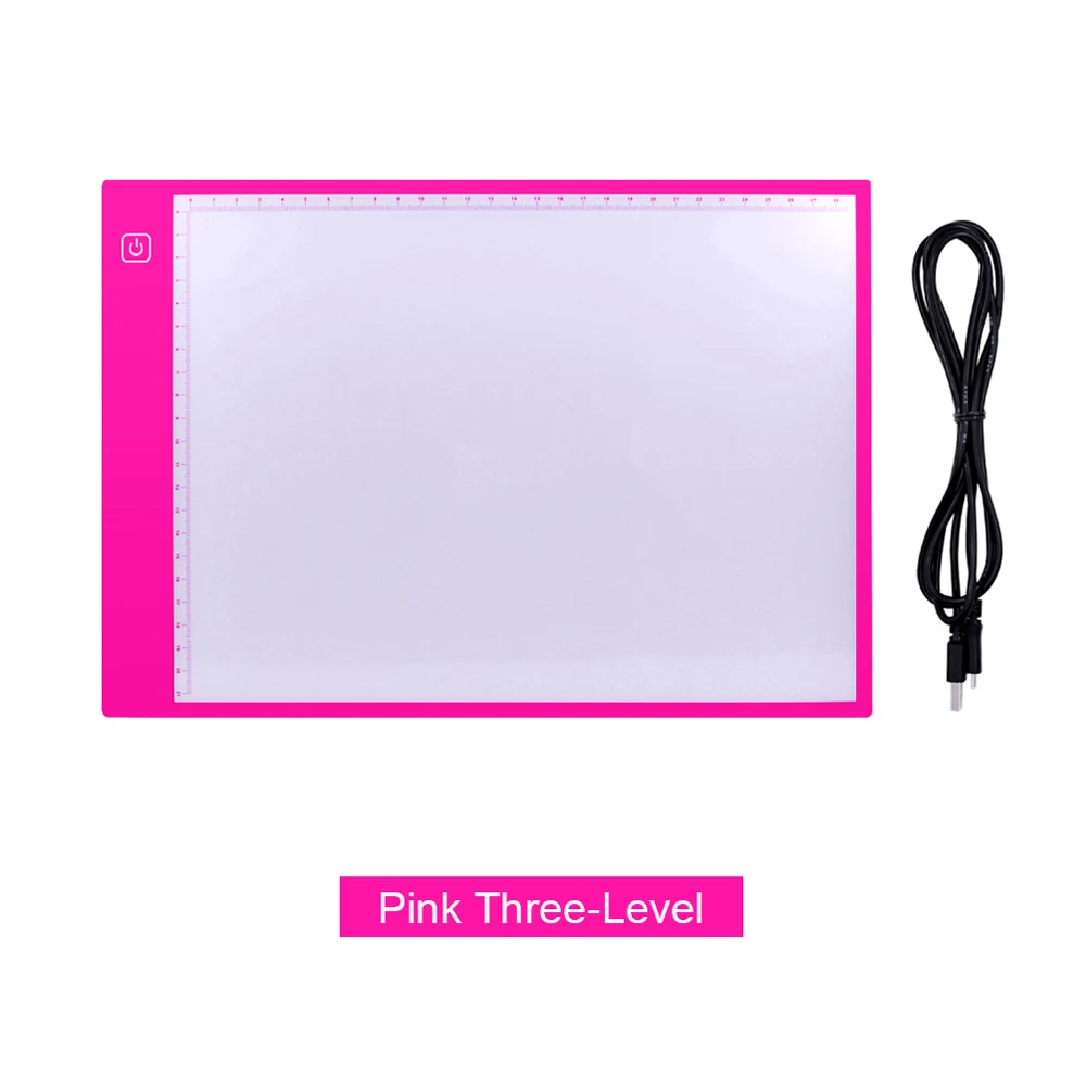 Pink Three-Level CHIPAL весы A4 цифровая графика планшет для рисования Pad светодиодный световой короб Электронный USB доска для письма бесступенчатая трехуровневая Dimmming - Color: Pink Three-Level