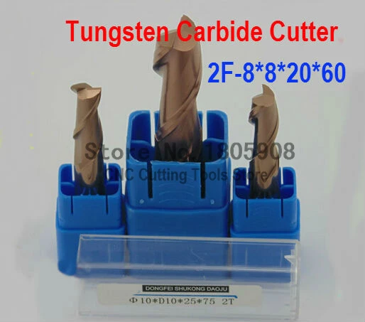 HRC60 2F-8.0*8*20*60 cnc cutter tool tungsten alloy milling cutter ,CNC machine, milling machine, CNC milling tools, Nc tool