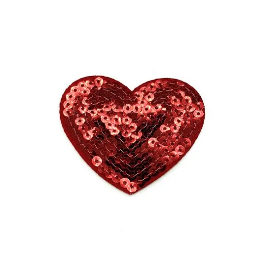 5Pcs Sequins Red Heart Patches For Pant/Clothing Embroidered Iron On Fabric Applique Accessories Diy Decoration Repair Patch | Дом и сад