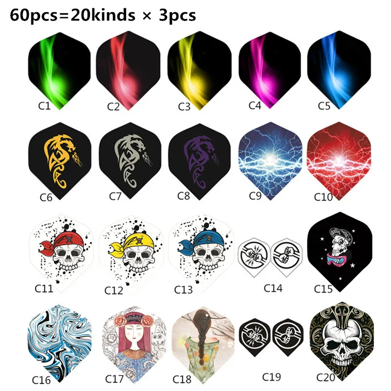 C1-C20 mix 60 pcs Кавалер 15/24/60 шт хороший профессиональный Дротика s крыло хвост на открытом воздухе 2D Стандартный Дротика Перелёты комплект аксессуары для игры в Дартс - Цвет: C1-C20 mix 60 pcs
