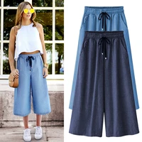 plus size m 5xl6xl7xl new summer fashion style big size women jeans 2020 student elastic waist calf length jeans pants vestido