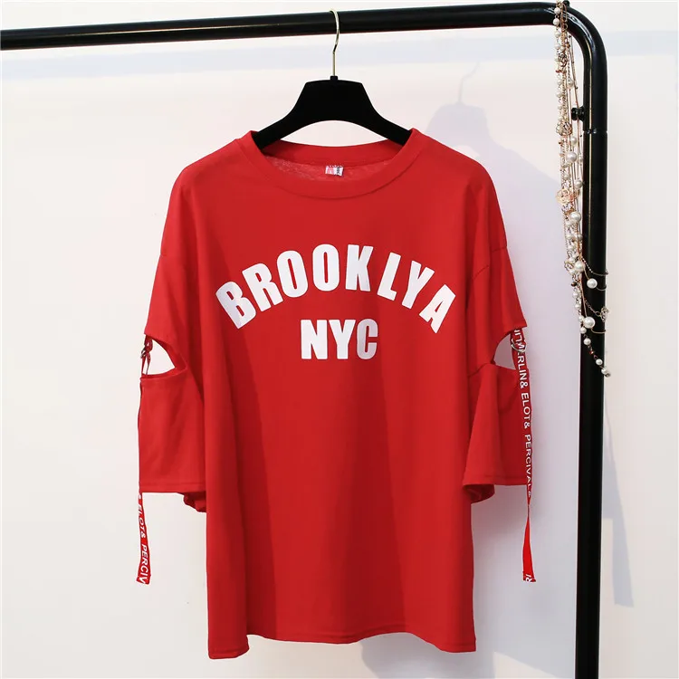 2019 летняя футболка в стиле Харадзюку женская с коротким рукавом и буквенным