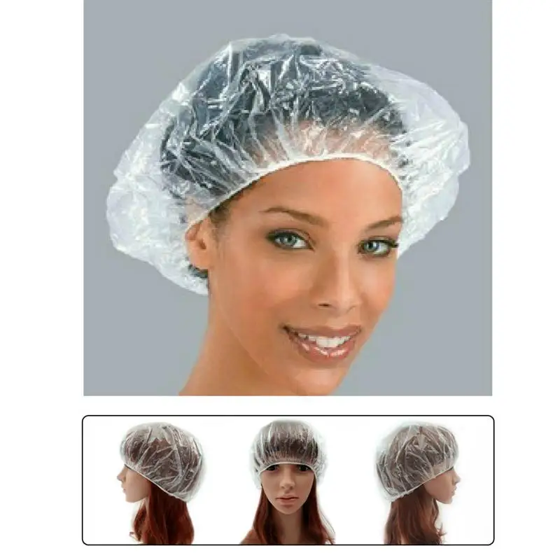 100 шт. одноразовые прозрачные колпачки для волос душа эластичные купания спа