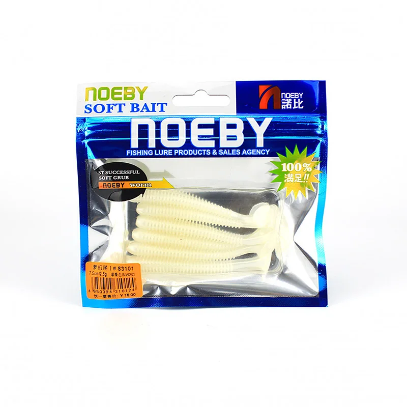 NOEBY 5 шт./партия, Мягкая приманка 87,5 мм/5 г, Т-образный хвост, рыболовные приманки, мягкий свимбейт в форме червя, джиг, голова, светящаяся, весло, хвост, мягкие приманки для ловли нахлыстом - Цвет: NW203