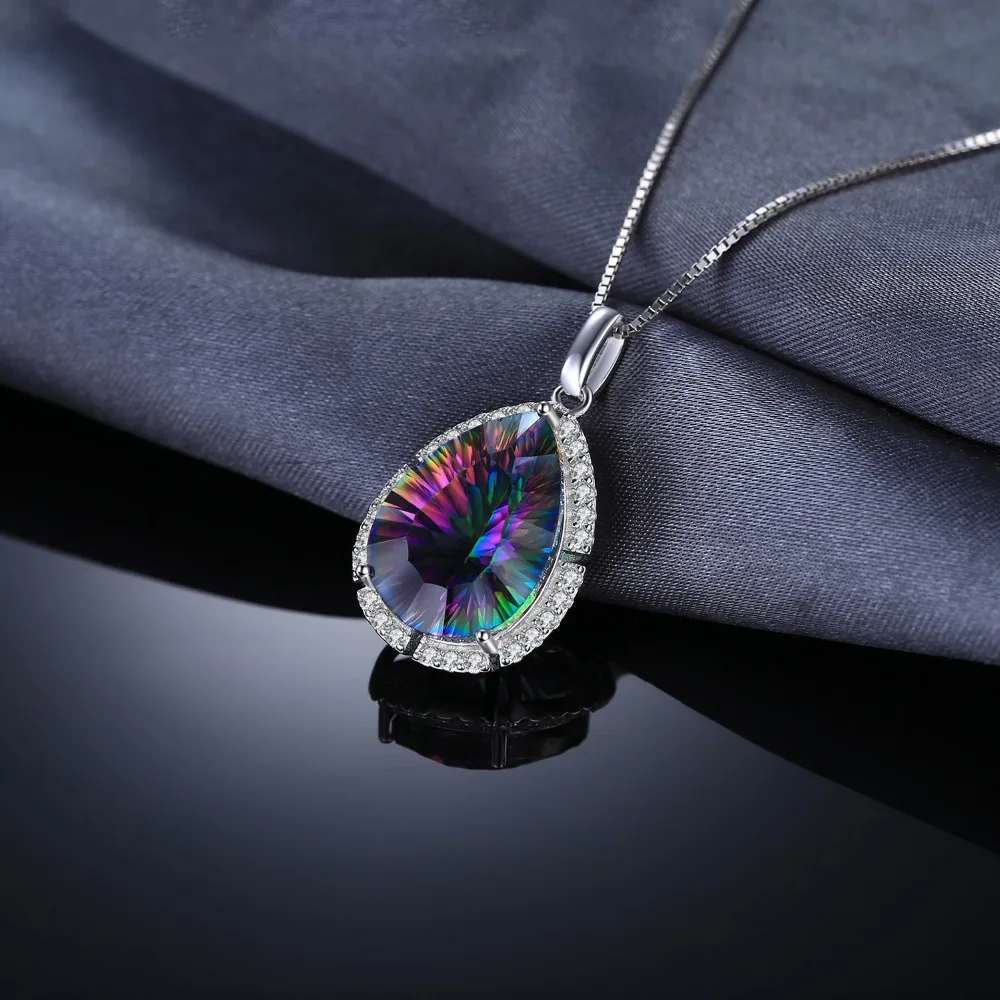 12ct Genuine Mystic Rainbow Fire Topaz and 45cm Silver Chain Necklace Fine Jewelry Fashion Women New Brand 2018 Hot | Украшения и