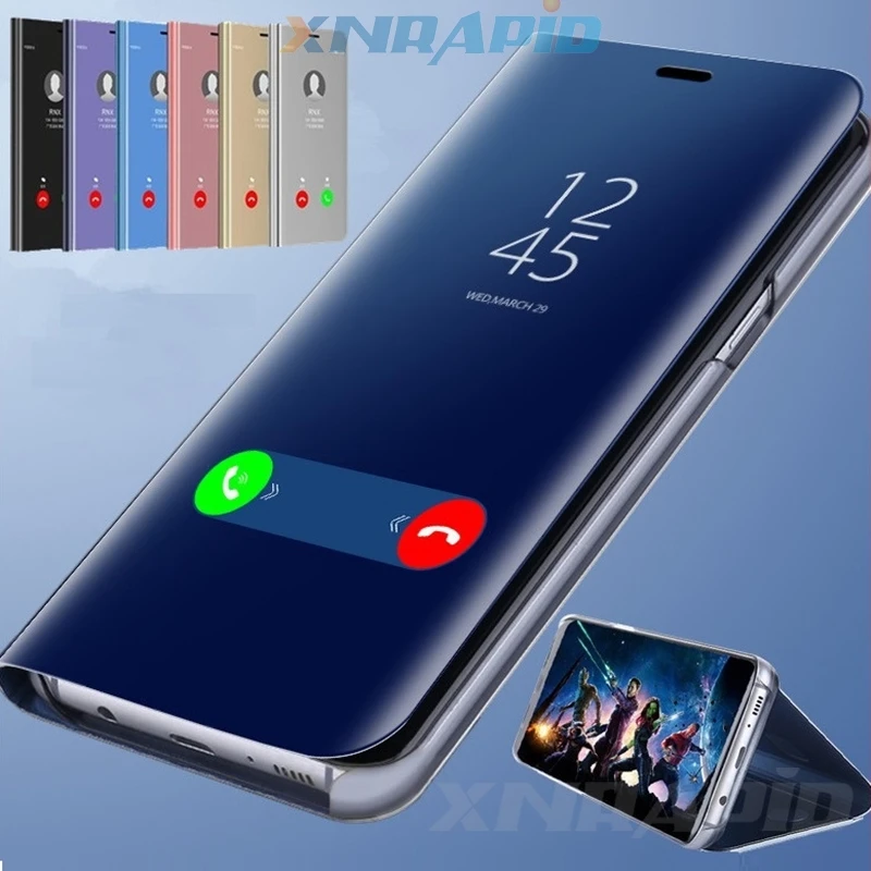 Чехол для Huawei Honor 8X Max 8C 8A 8S 10 с зеркальной крышкой и подставкой из кожи V10 V20.