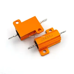 RX24 25 Вт 8R 8RJ мощный металлический корпус алюминиевый Золотой резистор 25 Вт 8 Ом высокомощный радиатор сопротивление Золотой радиатор резистор