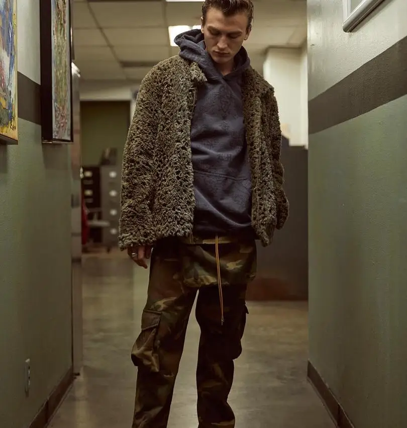 19SS RHUDE камуфляжные мужские брюки High Street Хип Хоп большой карман пряжки шнурок Kanye West свободные RHUDE брюки для девочек для мужчин