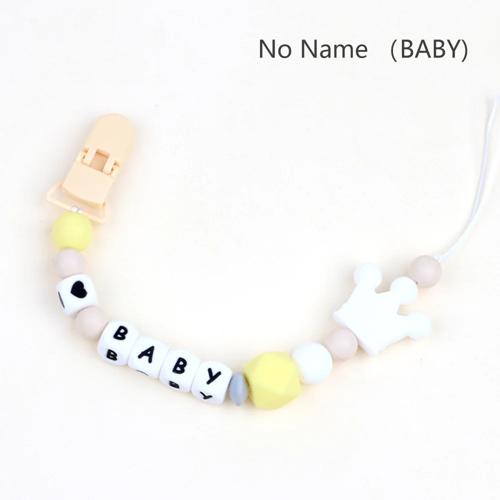 BABY-05 1 шт., силиконовая соска-пустышка с индивидуальным именем, цепочка для прорезывания зубов, детский прорезыватель, ручная работа, силиконовая соска-пустышка, цепочки, BPA Free - Цвет: BABY-05