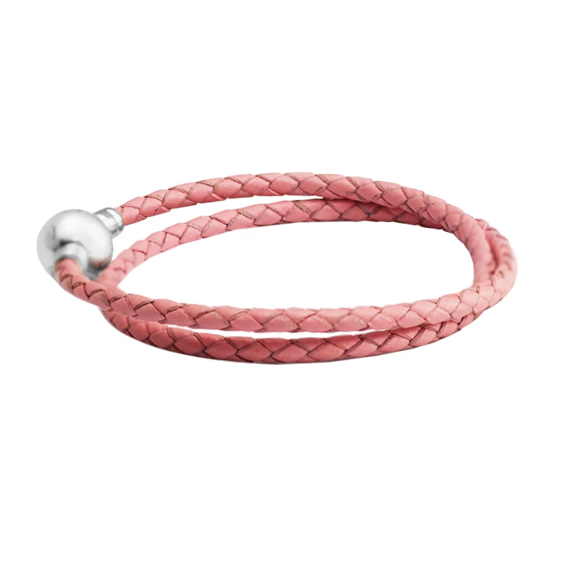 Браслет из натуральной стерлингового серебра 925 пробы с круглой застежкой