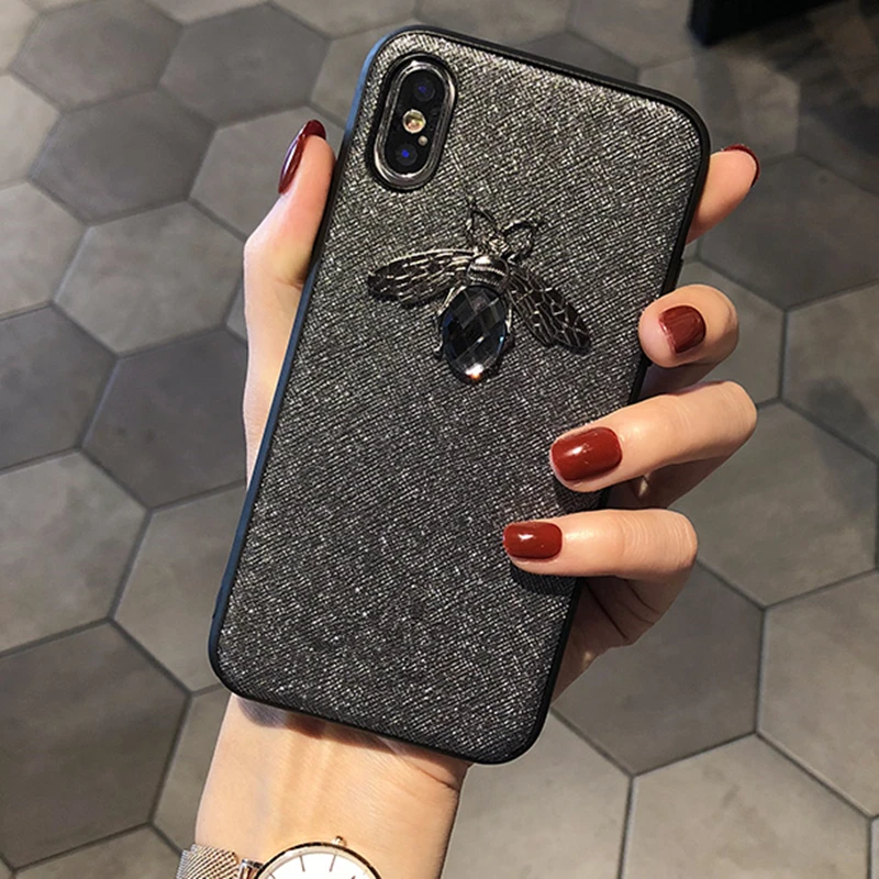 Luxury Fashion brand Diamond Bee Glitte soft case for iphone 6 S 7 8 plus X XR XS Max cute hard cover samsung galaxy S8 S9 |