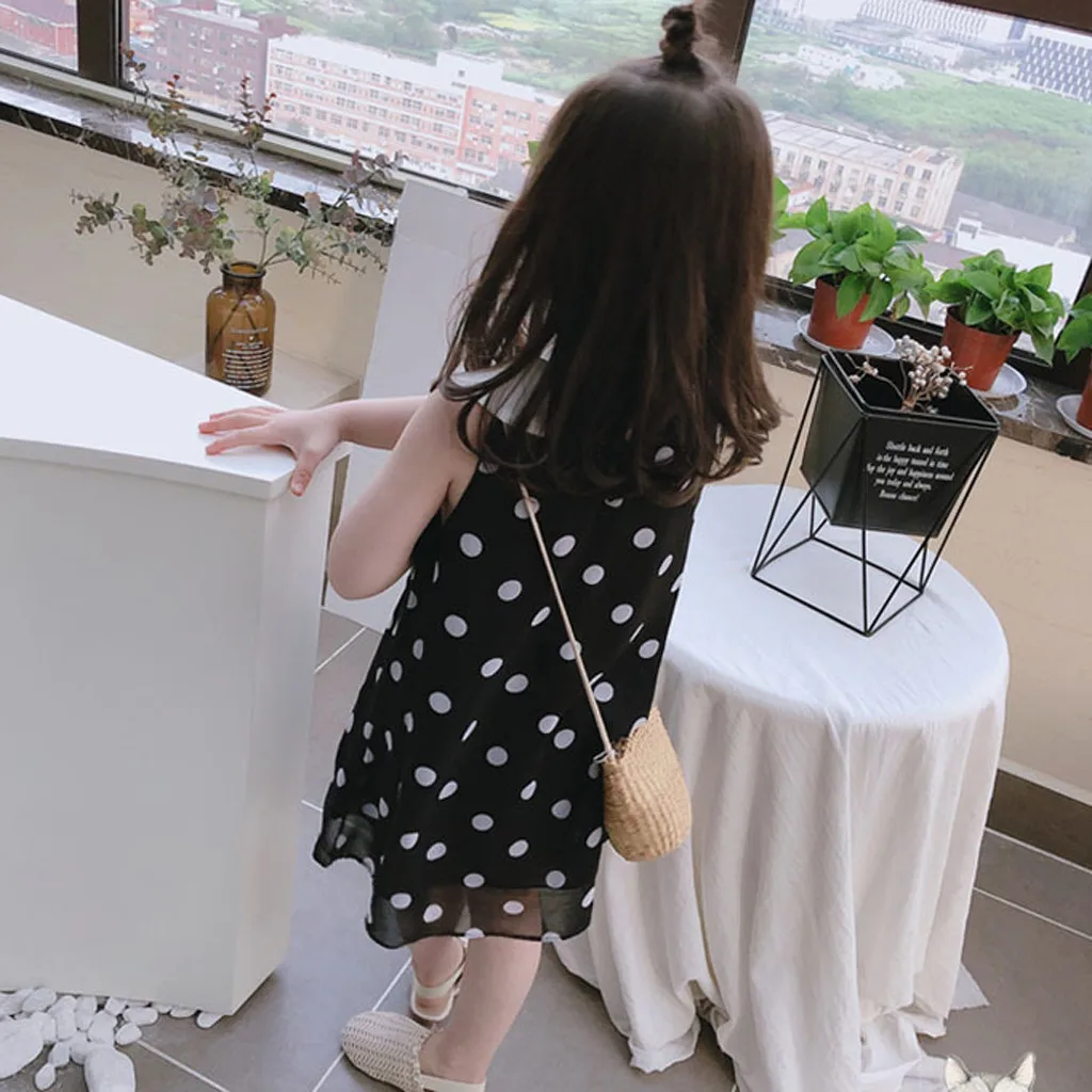 SAGACE/милое летнее платье принцессы в горошек с воротником Питер Пэн для маленьких