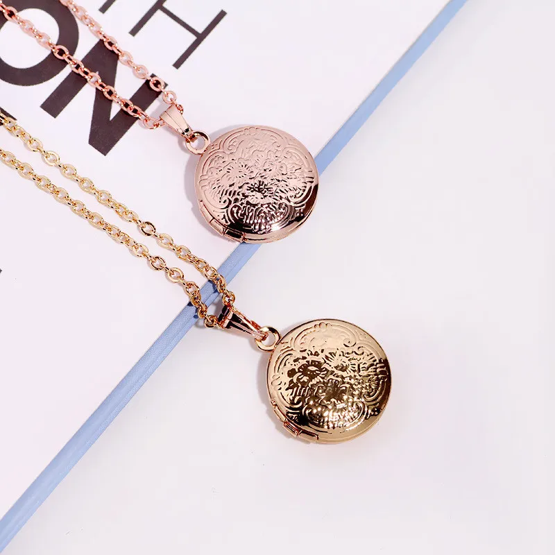 Хит продаж подарок для пары круглая коробка рамка медальон подвеска ожерелье