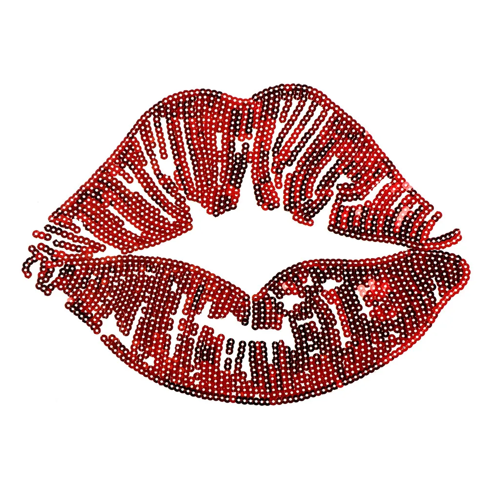 Аппликация блесток красные губы патчи для одежды железные полосы на ткани