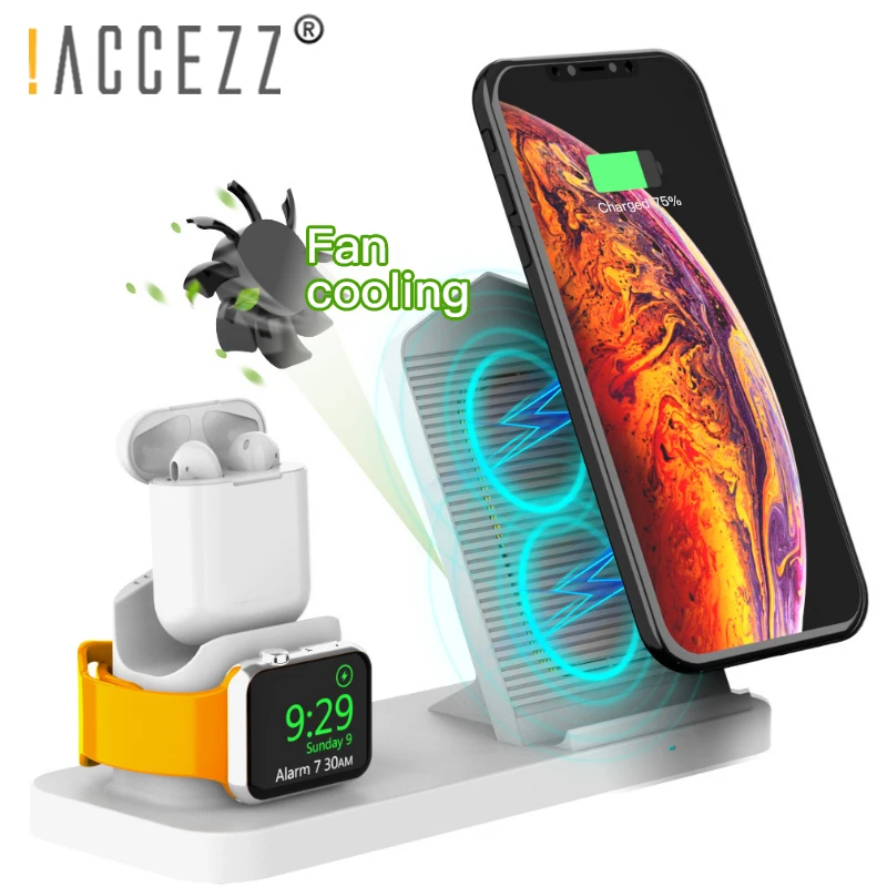 ! ACCEZZ 3 в 1 Беспроводное зарядное устройство держатель для телефона Подставка iPhone 8