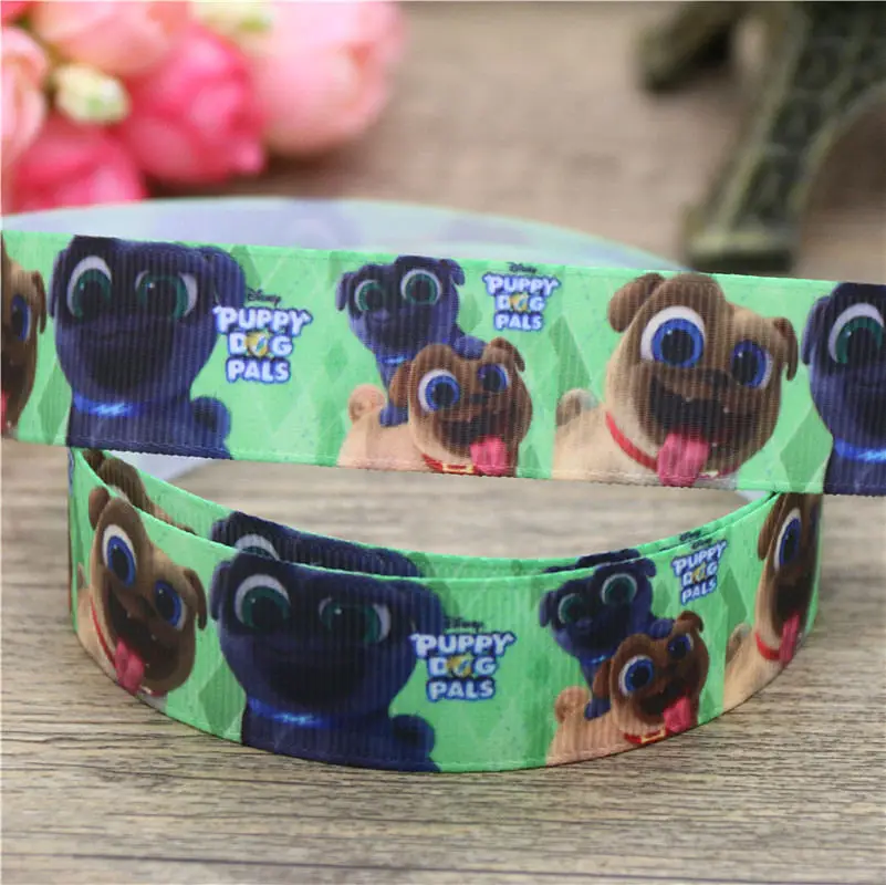 DHK 7/8 'Ƌ ярдов собака мультфильм печатных grosgrain ленточный аксессуар hairbow