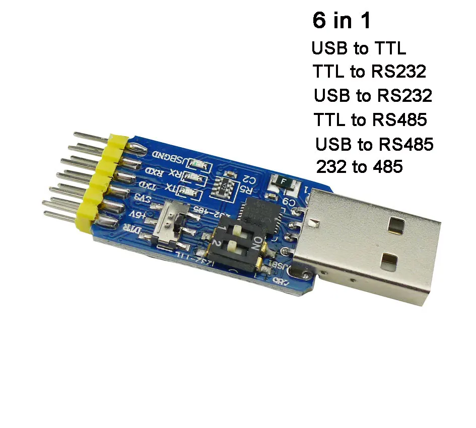 Aihasd 6 в 1 CP2102 Последовательный модуль USB к TTL RS485 3 В 5 с кабелем Dupond | Электронные