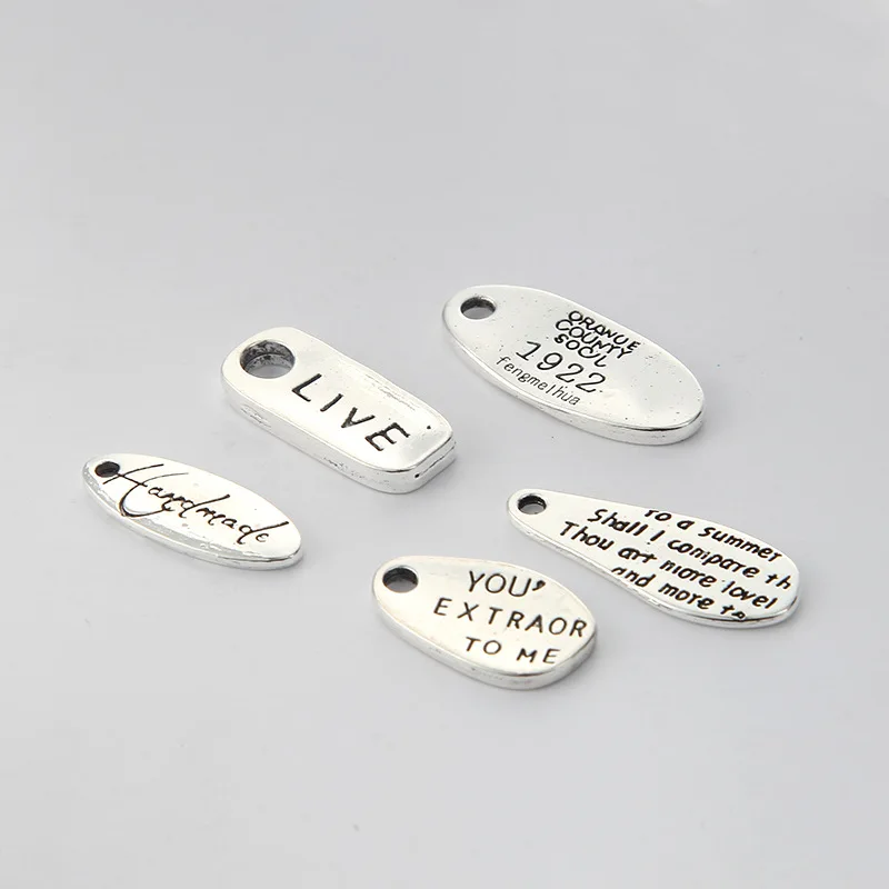 10 шт. заводская цена высокое качество сплав античный серебряный шарм буквы живые