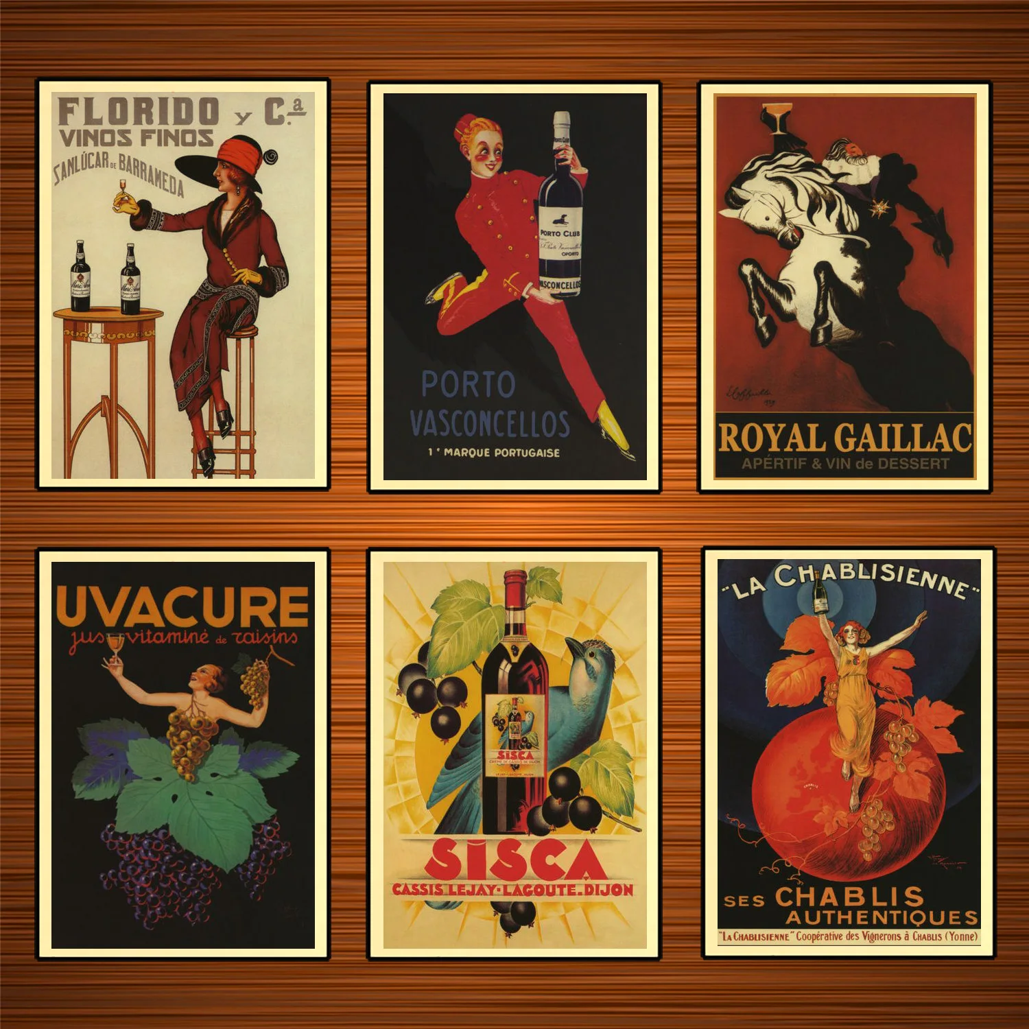 Винтажный постер с алкогольными напитками и вином Порто васкокеллос