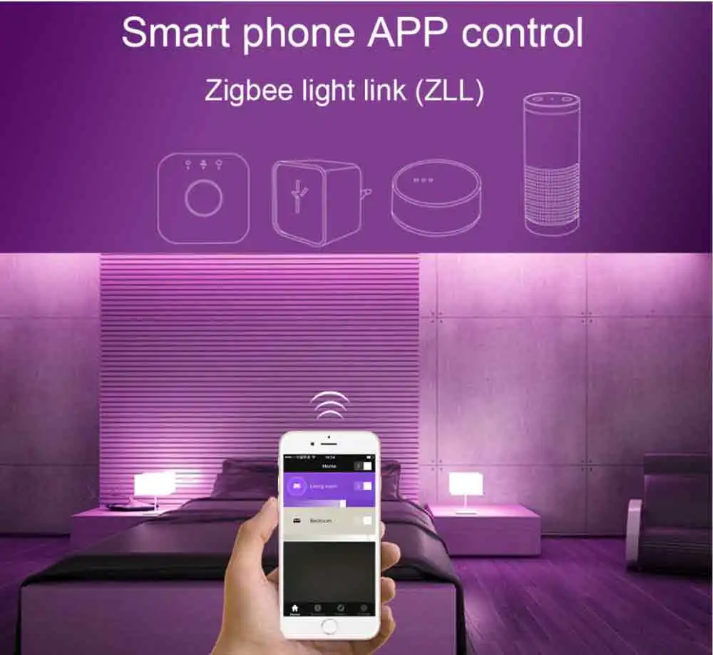 Zigbee ZLL 5 М 5050 SMD Link умный светодиодный светильник, набор ZIGBEE RGBCCT контроллер rgbww Светодиодная лента, Водонепроницаемая IP65 DC 12 В
