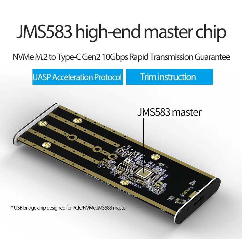 MSATA алюминиевый 1,8 'USB 3,0 компьютер HDD и PCIE NVMe M.2 M ключ SSD коробка внешний жесткий диск с портом type C Корпус чехол