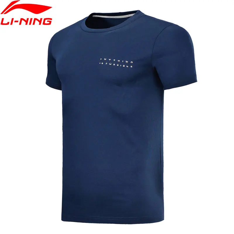 Li Ning Мужская Спортивная футболка Джерси комфорт 63% хлопок 37% полиэстер дышащая