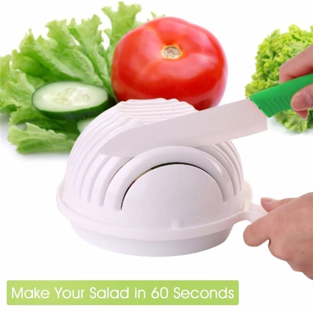 Salad Cutter Bowl In 60 Second Maker Easy Fruit Vegetable Washer And Quick Chopper Kitchen tools | Дом и сад
