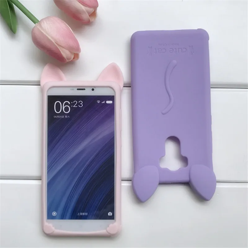 Xiaomi Redmi 4 чехол Роскошный 3D Мультяшные кошачьи уши Мягкий силиконовый Полный
