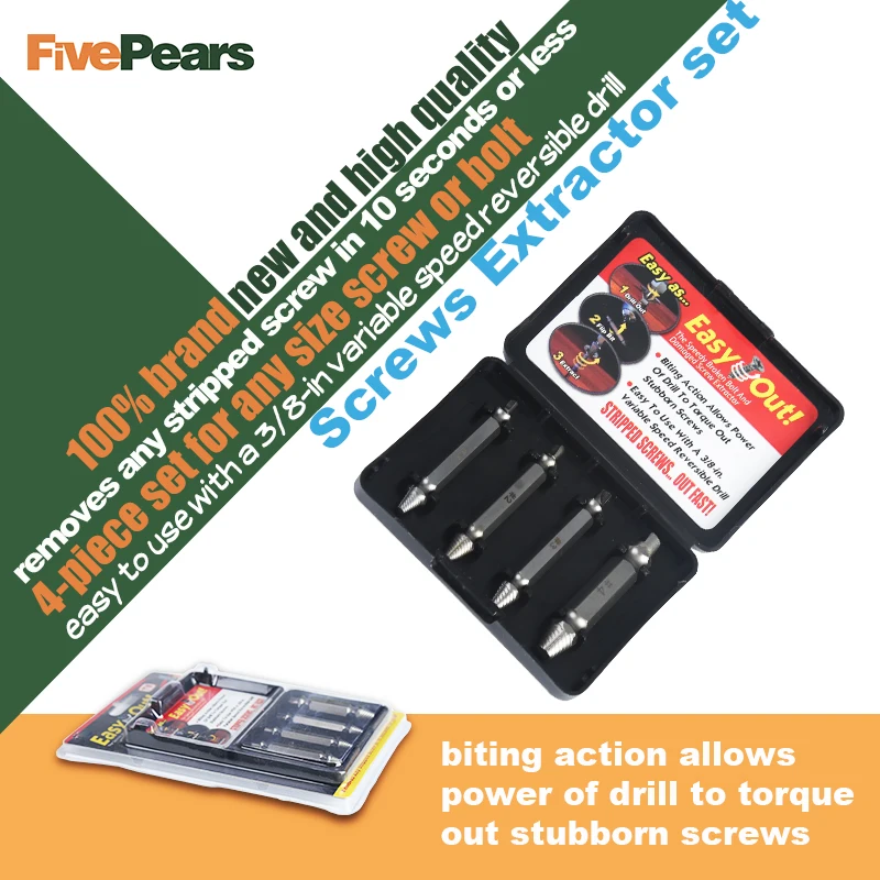 4 шт. двухсторонний поврежденный винт экстрактор сверла набор направляющих