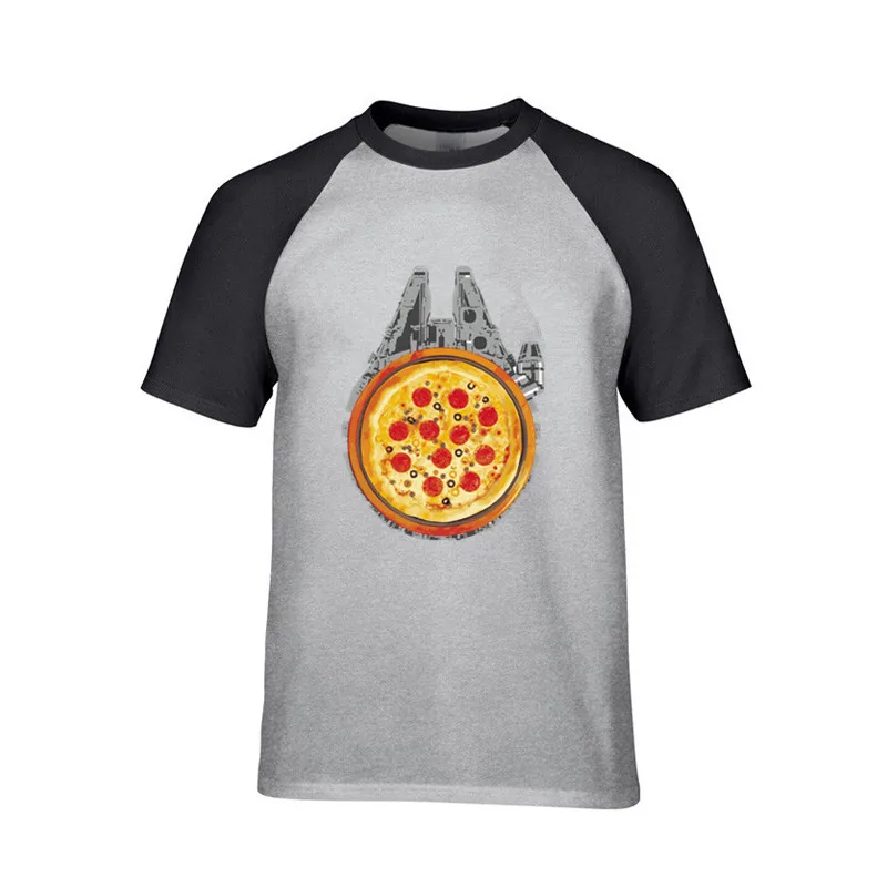 2019 streetwear Falcon with salami pizza milleniam stars wars streak Men funny game print tshirt black t-shirt male top t shirts | Мужская