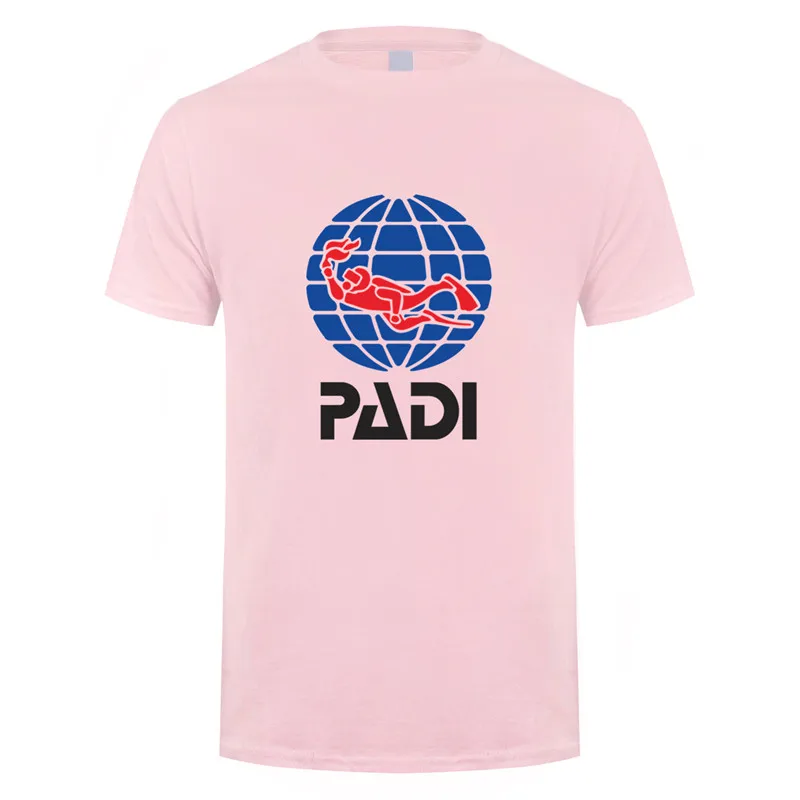 Light Pink PADI/футболка; летняя хлопковая футболка с короткими рукавами и надписью «scuba driver padi»; Мужская футболка; футболки; LH-084 - Цвет: Light Pink