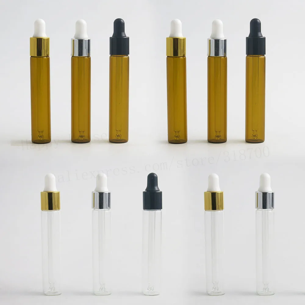 30 x 10ml New Arrival Refillable Clear Amber Glass Essential Oil Dropper Vials 1/3oz Rubber Pipette Bottles Liquid Containers | Красота и