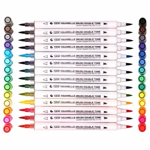Маркеры художественные с двойным наконечником, тонкие точечные ручки для журнала и маркеры с цветной кистью для детей и взрослых, 14 красок
