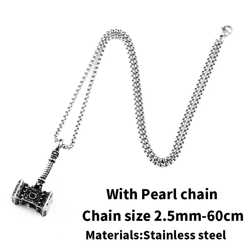 with BN1010 2.5mm Нержавеющая сталь Тор ожерелье молоток Мстители Темный мир ожерелье Mjolnir кулон ожерелье мужчины Викинг Байкер ювелирные изделия bp8-366 - Окраска металла: with BN1010 2.5mm