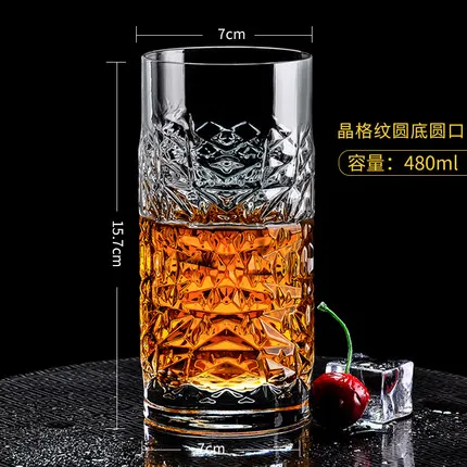 480ml Алмазные стили, рюмка из прозрачного стекла, Классический богемский дизайн, чашка для виски, вина, водки, бара, клуба, пива, бокала для вина - Цвет: 480ml