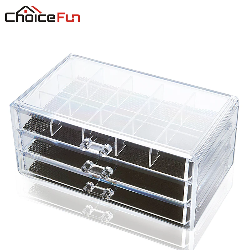 Пластиковый органайзер для косметики CHOICE FUN 3 ящика прозрачная акриловая коробка