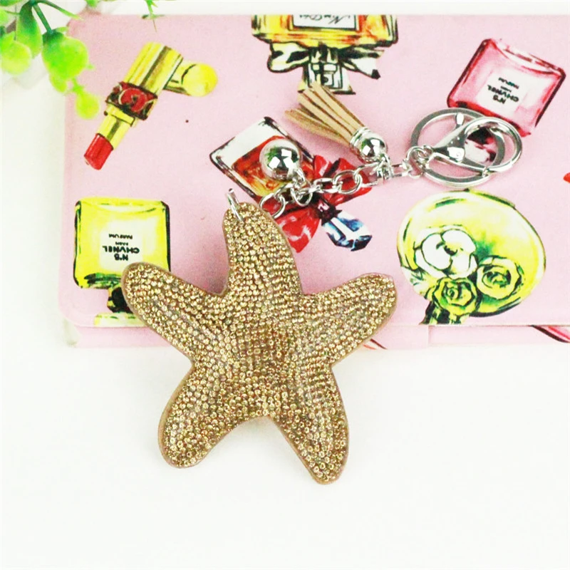 Морская звезда кисточкой брелок со стразами сплав автомобиль брелки сумка