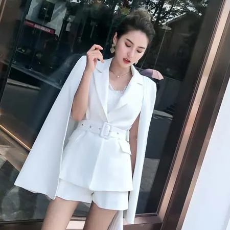 YNZZU Chic, однотонный осенний женский плащ костюм, Элегантный Тонкий Двухсекционный плащ, Женский Длинный блейзер в стиле Хол, куртки YO858 - Цвет: Белый