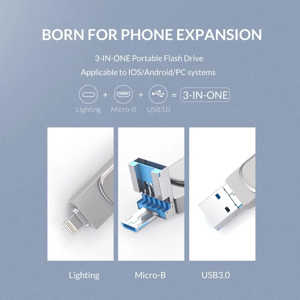 USB флеш накопитель ORICO 3 в 1 64G 32G Micro B USB3.0 интерфейс поддержка дисков для систем