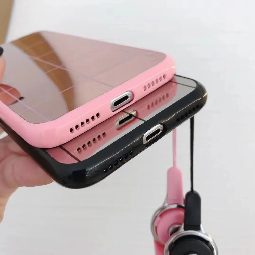 Zxtrby зеркало для макияжа чехол iPhone XR XS XSM X 6 S 7 8 плюс плед полоса глянцевый телефона