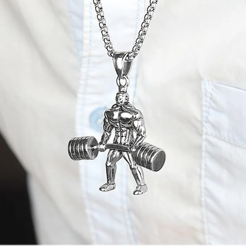 Ожерелье с штангой для фитнеса мужская бижутерия модные спортивные аксессуары