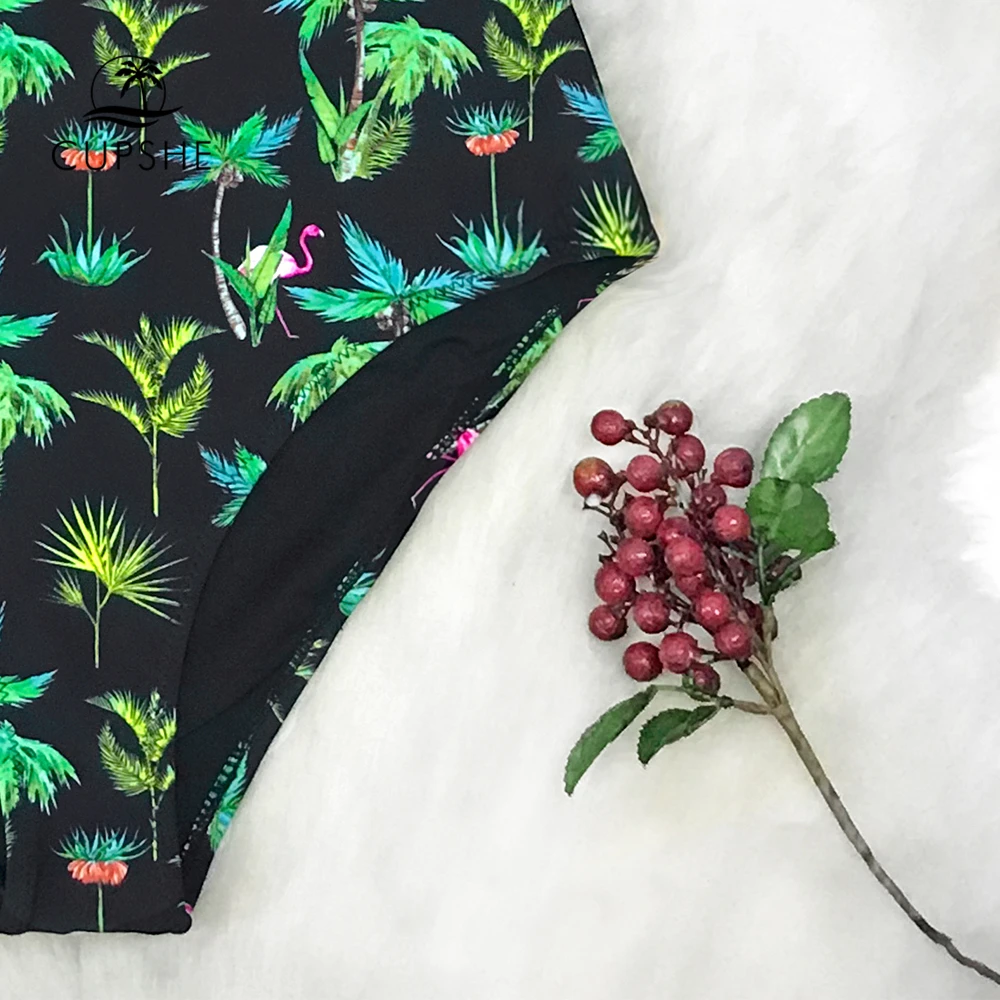 Купальник CUPSHE женский с принтом в виде пальмы и фламинго монокини для пляжа