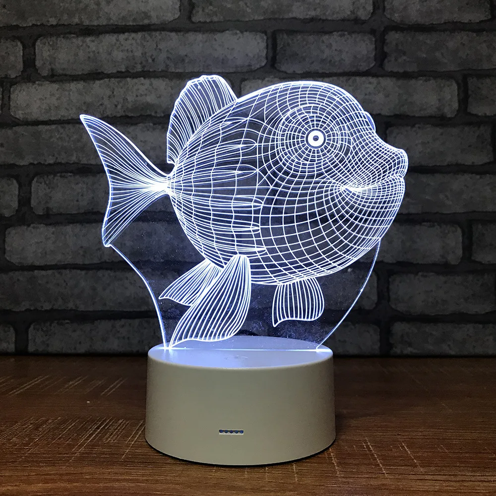 Новинка необычное место 3d свет обесцвечивание креативный мультфильм рыба