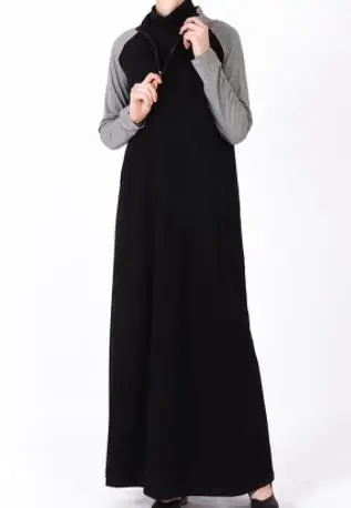 Black Abaya Женская абайя кимоно черный серый лоскутное мусульманское макси платье Femme дубай турецкий турция бангладеш кафтан исламский халат одежда - Color: Black Abaya