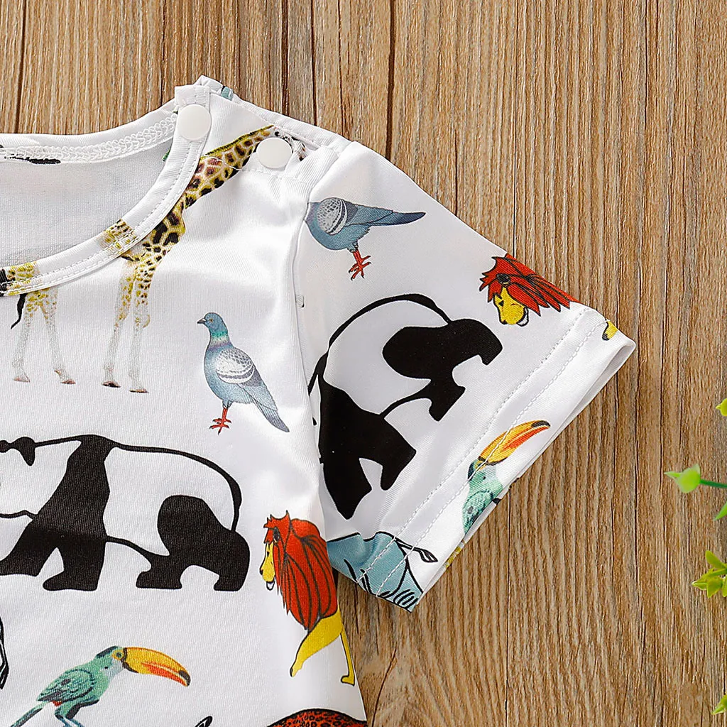 Одежда для маленьких девочек детская одежда унисекс с короткими рукавами и